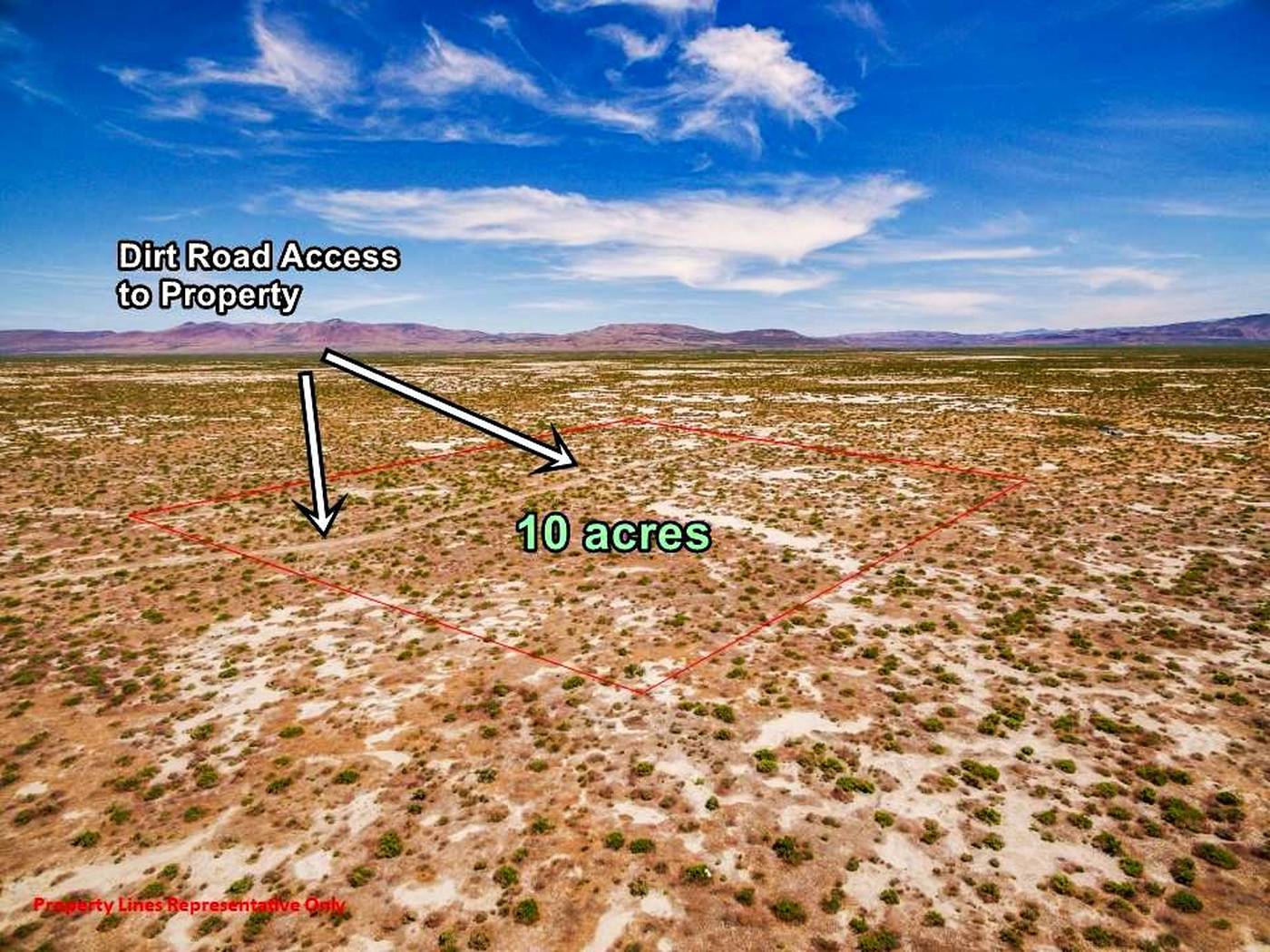 Dirt road access to 10 acre lot near Flanigan, NV
